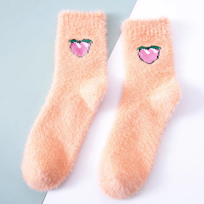 Plüschsocken aus Korallenfleece für Damen – rutschfeste, warme Bodensocken aus Strick