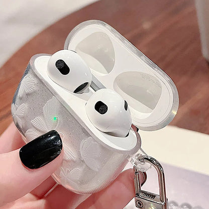 Étui de protection pour écouteurs Bluetooth Apple 2e génération 1/2/3 avec imprimé papillon rose scintillant adapté aux Airpods Pro2