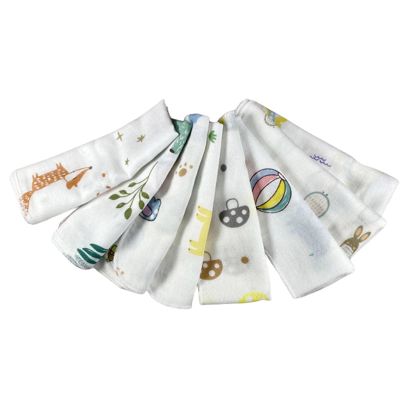 Ensemble de 5 serviettes pour bébé en gaze de coton dessin animé