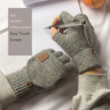 Knitted Fingerless Gloves - Winter Touchscreen Warm Half-Finger