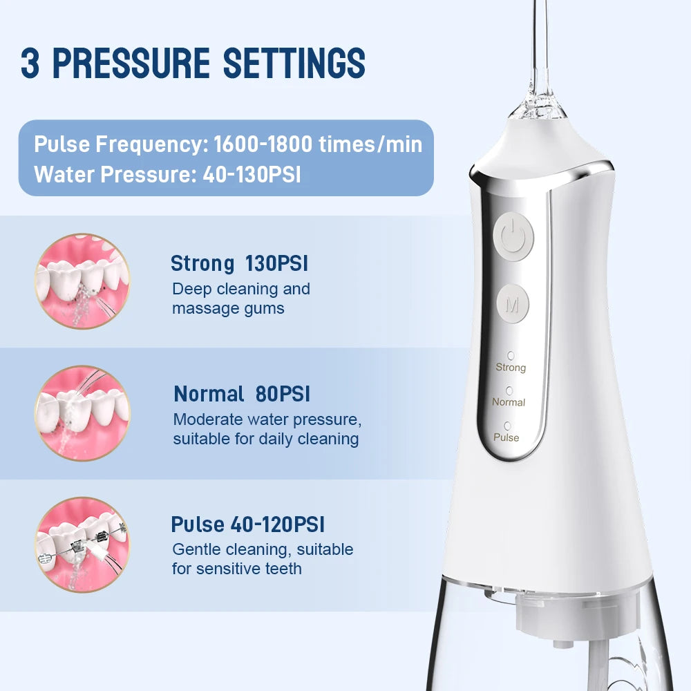 Rechargeable Dental Water Flosser with Nozzles
