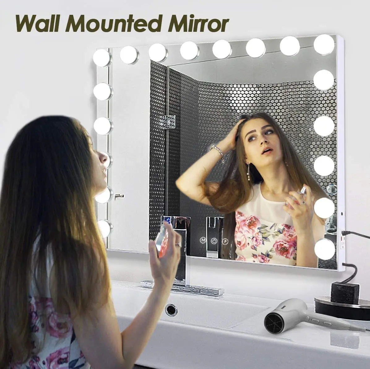 Grand miroir de courtoisie avec grossissement 10X