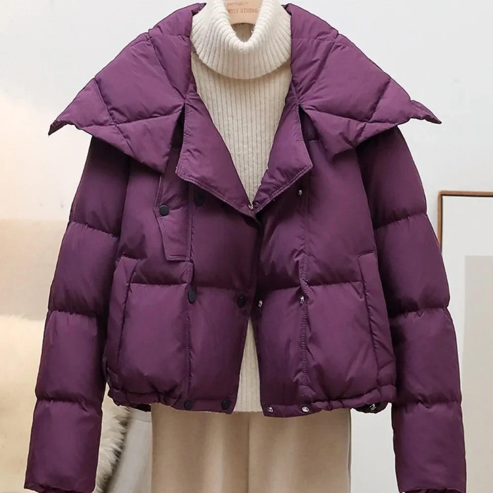 Korean Fluffy Hooded Bread Down Jacket