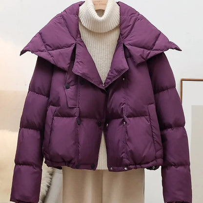 Korean Fluffy Hooded Bread Down Jacket