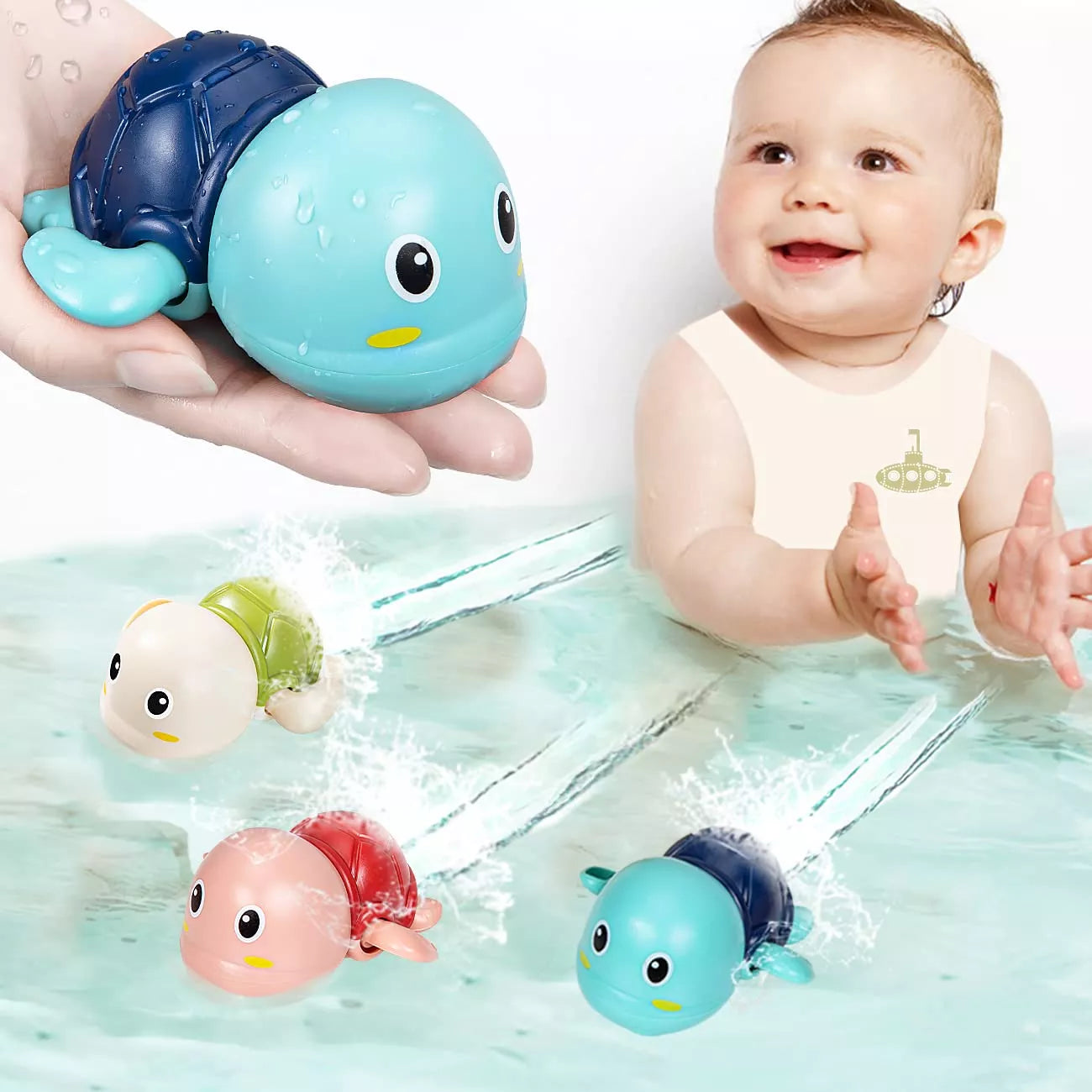 Clockwork Turtle and Whale Bath Toys for Kids