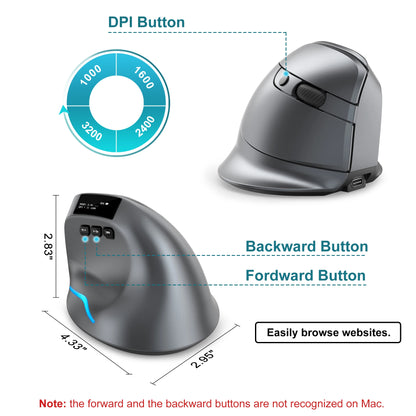 Bluetooth Vertical Mouse with OLED Screen