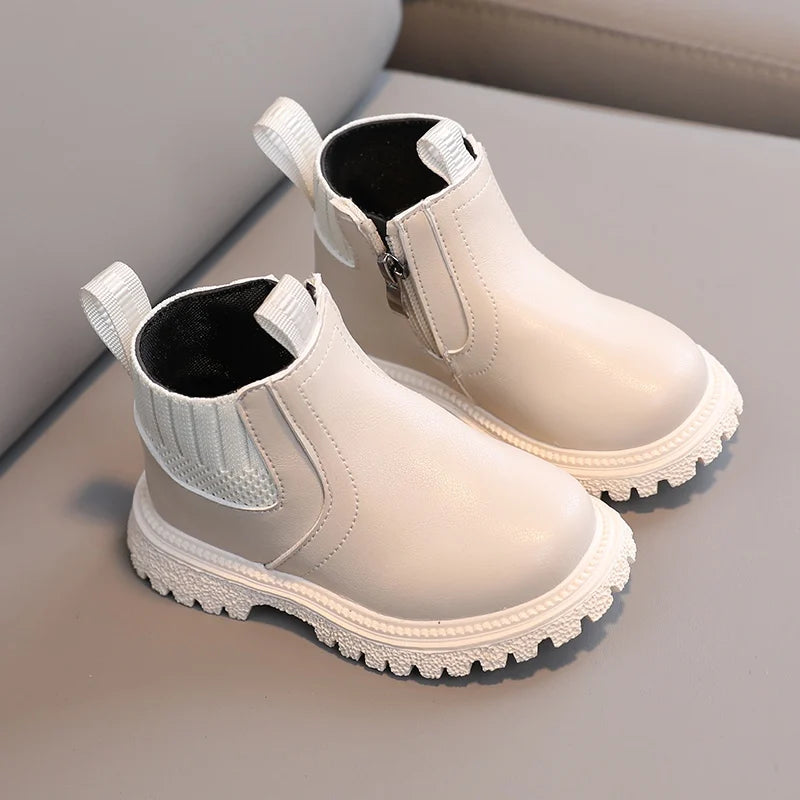 Bottes en cuir de style britannique pour enfants – antidérapantes