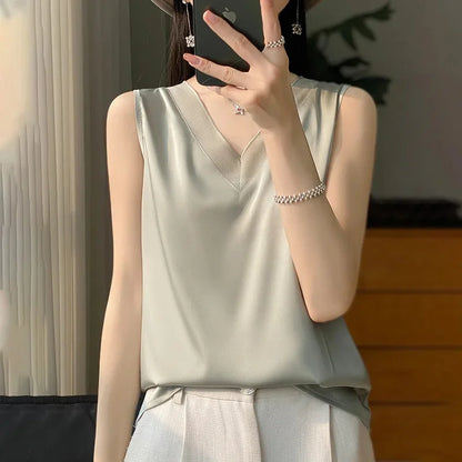 White Vintage Silk Tunic - Blouse for Women