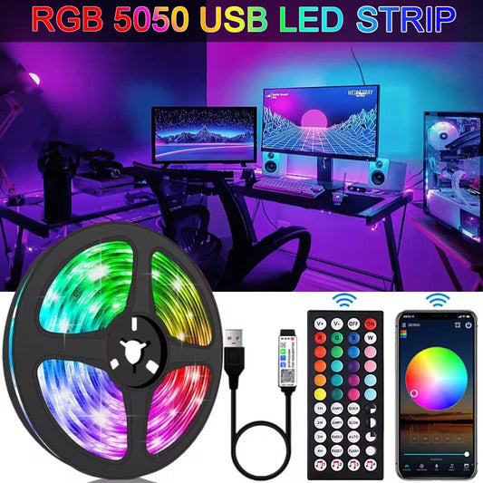 Bande lumineuse LED RGB 5050 avec télécommande et contrôle par application - Alimentation USB