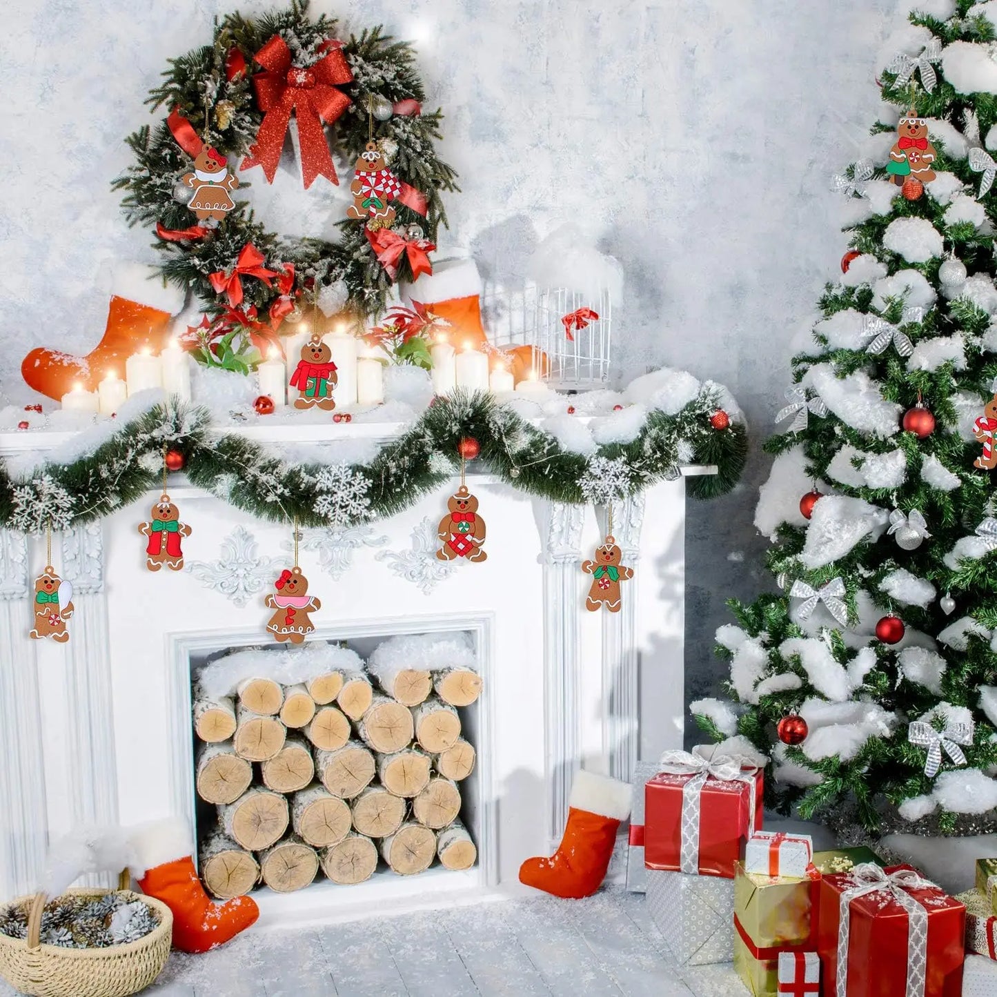 12 Assorted Plastic Gingerbread Man Ornaments for Tree Decor