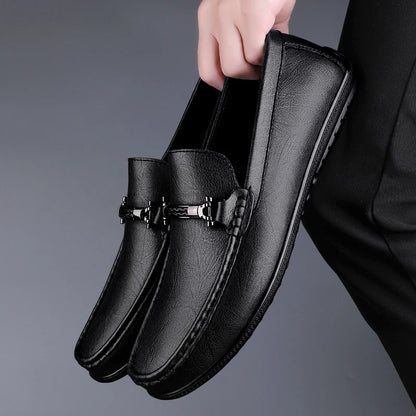 Flacher Herren-Loafer aus echtem Leder