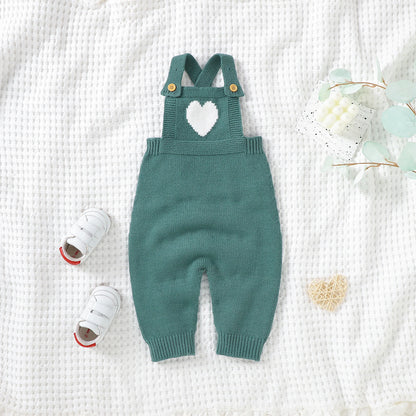 Heart-Shaped Sleeveless Knit Romper for Babies