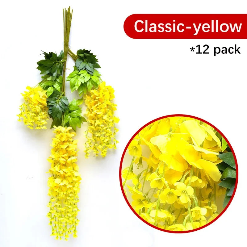 Künstliche Glyzinien-Girlande zum Aufhängen, Rot, 12 Stück