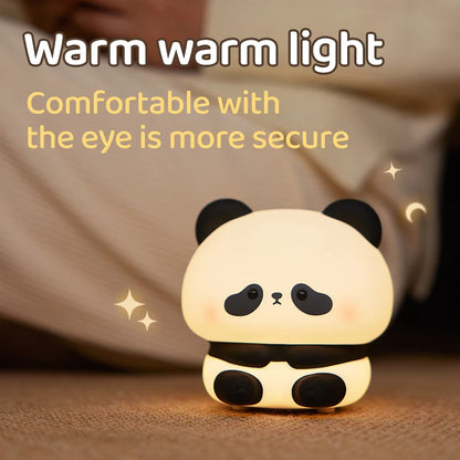 Veilleuse LED Panda rechargeable par USB - Contrôle tactile - Jolie lampe en silicone 