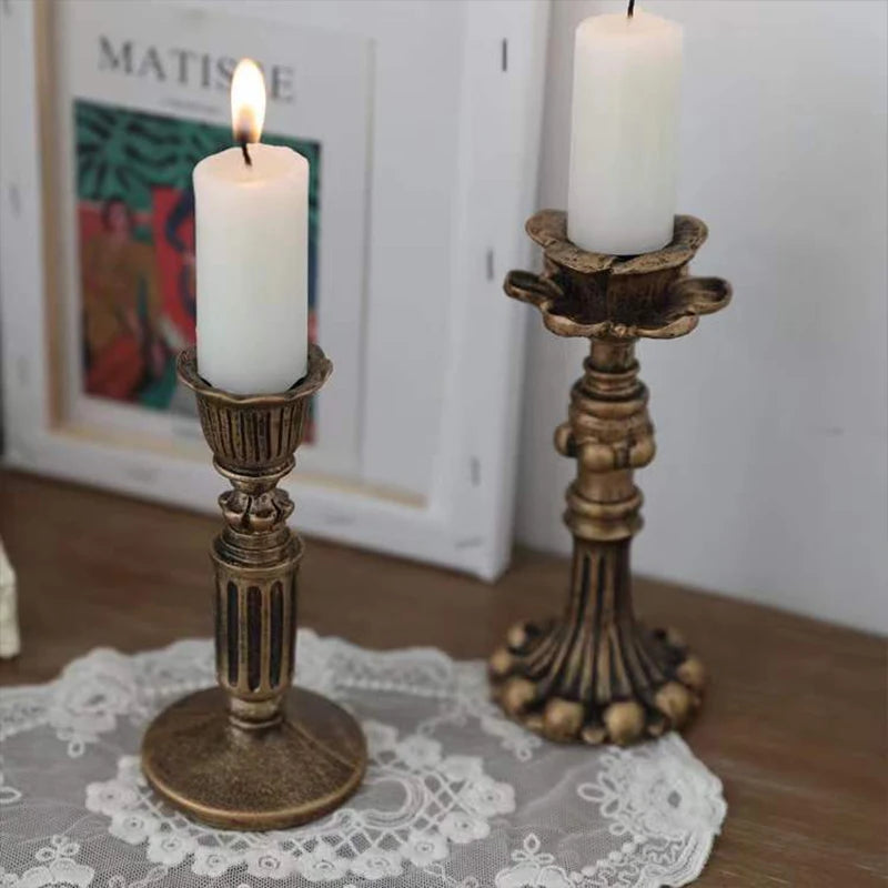 Retro Resin Candlestick Holder - Antique French Sconce