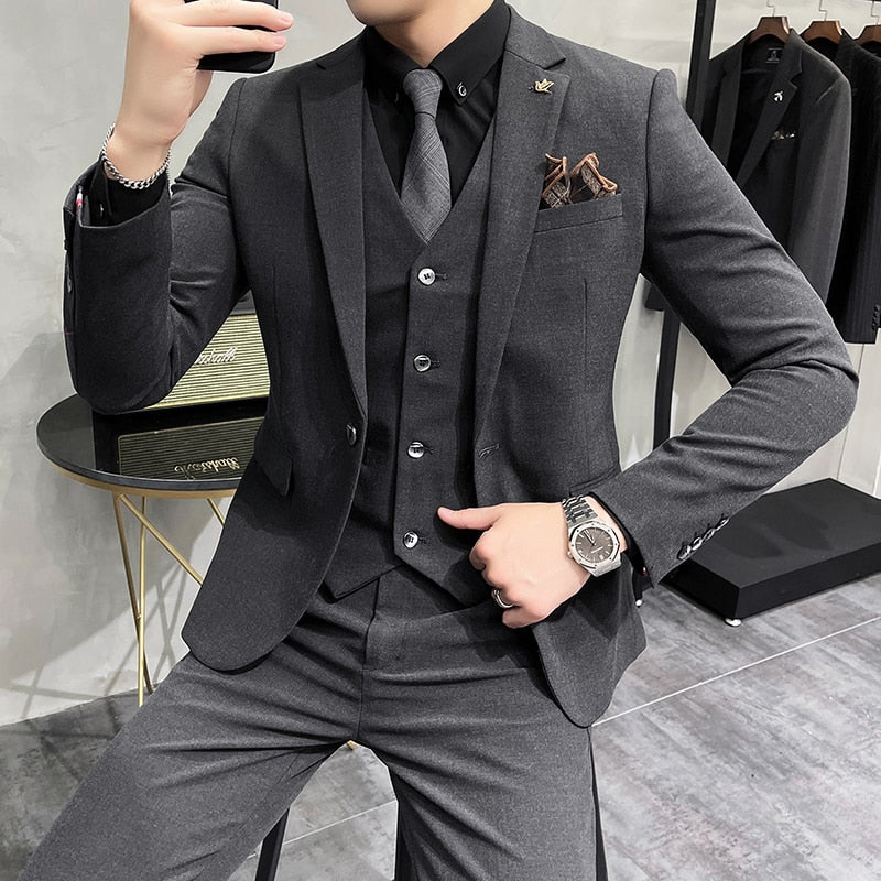 Luxury 3-Piece Men's Suit Set - Wedding & Business