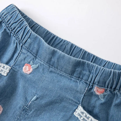 Fashion Print Denim Baby Girl Shorts - Stylish