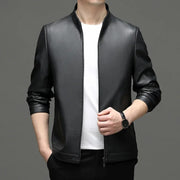 Men's Genuine Leather Stand Collar Jacket