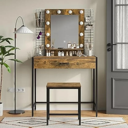 Vanity Desk Set with Mirror & Lights