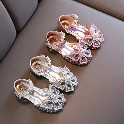 Kids Girls Sequin Lace Bow Shoes