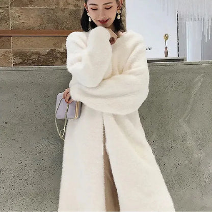 Cozy Winter White Long Cardigan Set