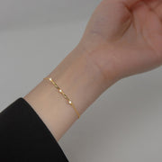 Korean Twist Stone Bracelet: 925 Silver & 18k Gold