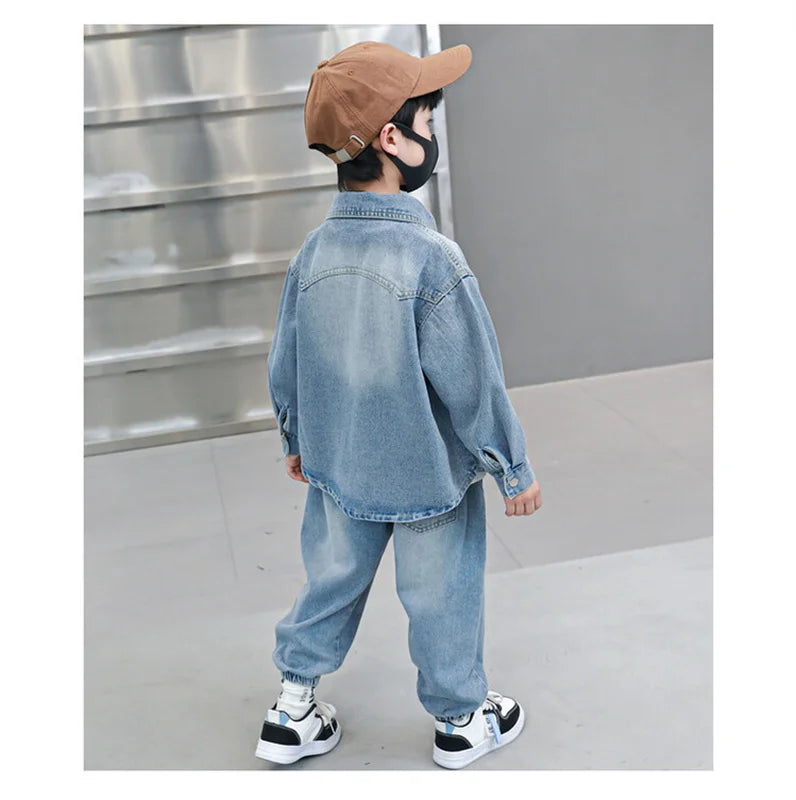 Boys Denim Jacket & Casual Outfit Set