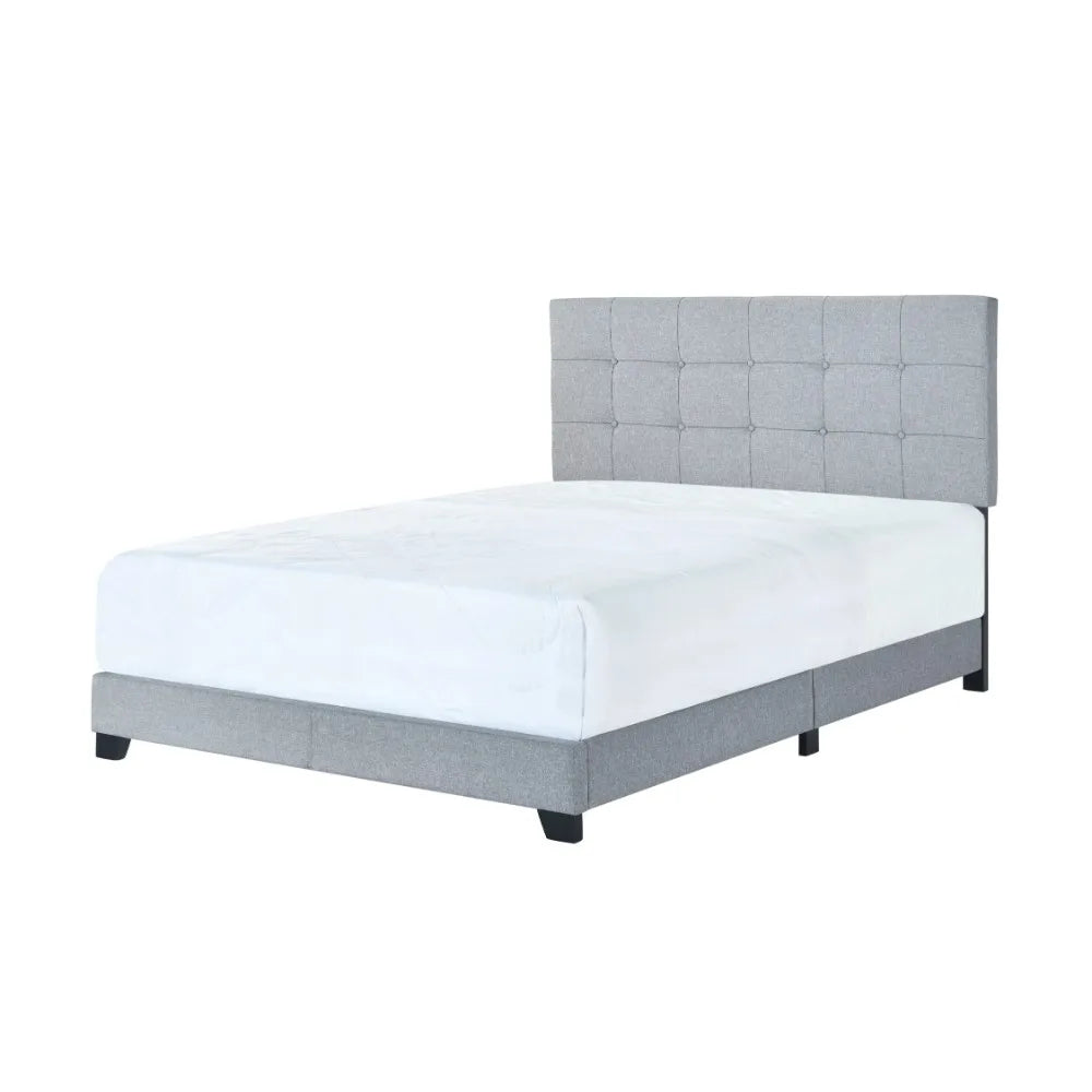 Gray Upholstered Queen Size Bed