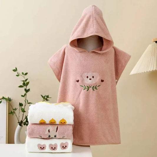 Children's Soft Coral Velvet Hooded Towels