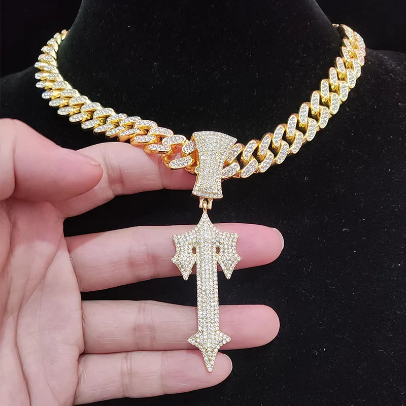 Men Women Hip Hop  Cross Sword Necklaces