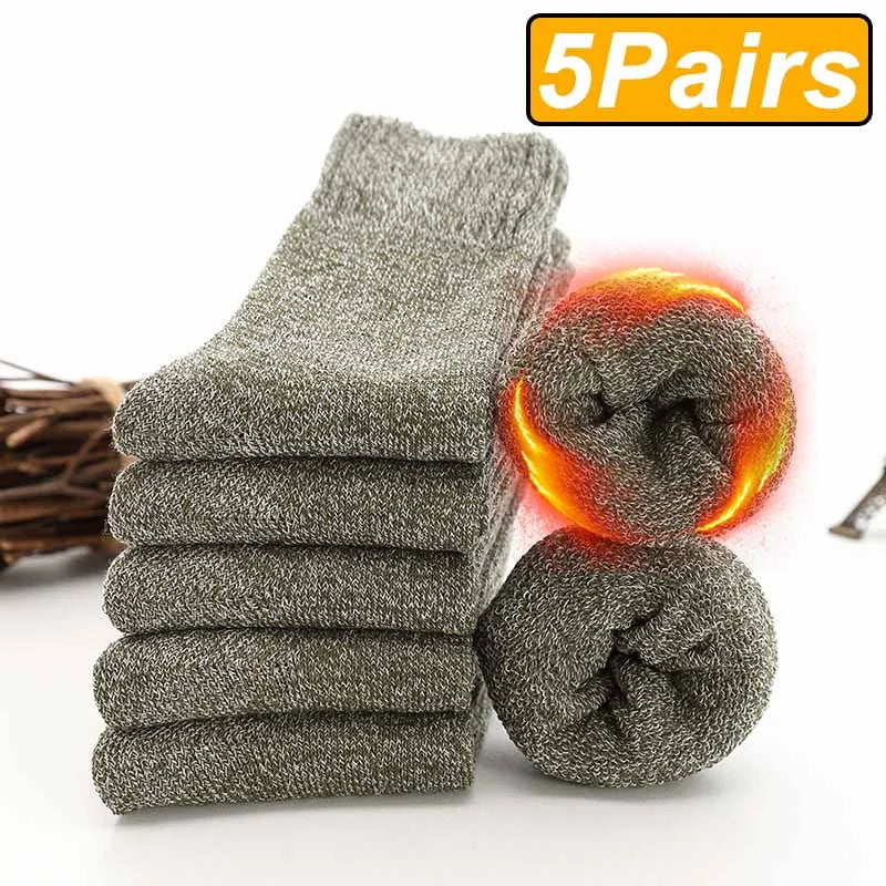 Unisex 5 Pairs Winter Wool Socks