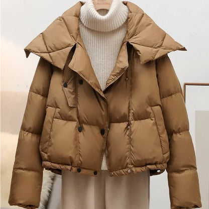 Korean Fluffy Hooded Bread Down Jacket