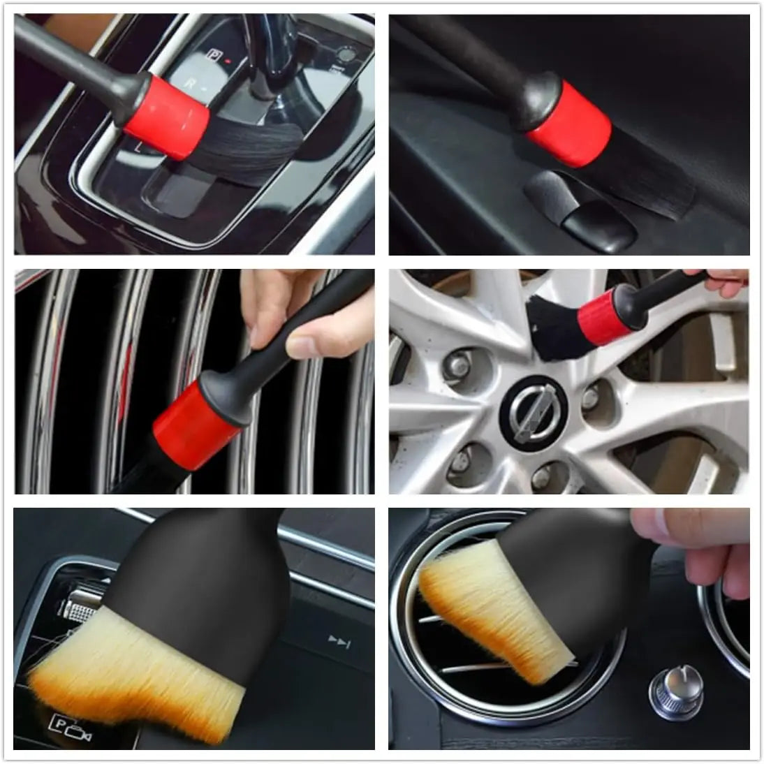 6-teiliges Autopflege-Detailbürstenset für Räder/Armaturenbretter und Lüftungsschlitze