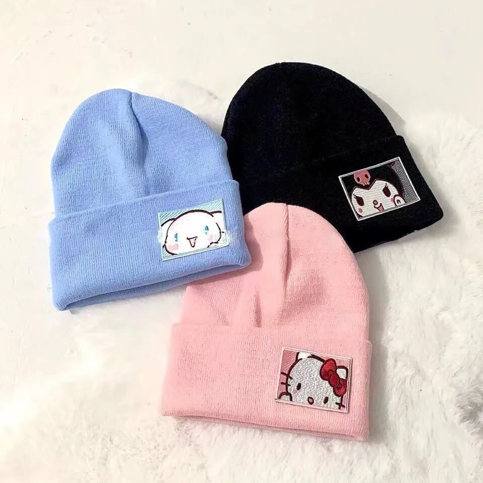 Kuromi Hello Kitty Winter Knit Hat – Cozy Gift