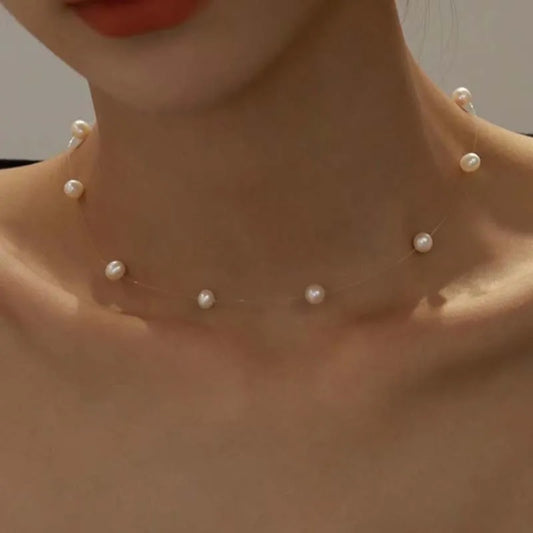 Collier ras du cou en perles pour femme