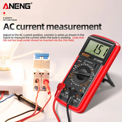 Multimètre numérique DT9205A - Testeur de transistor AC/DC, plage automatique