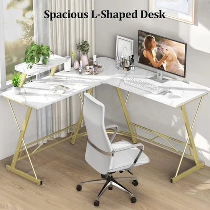 L-Shape Home Office Desk with Storage