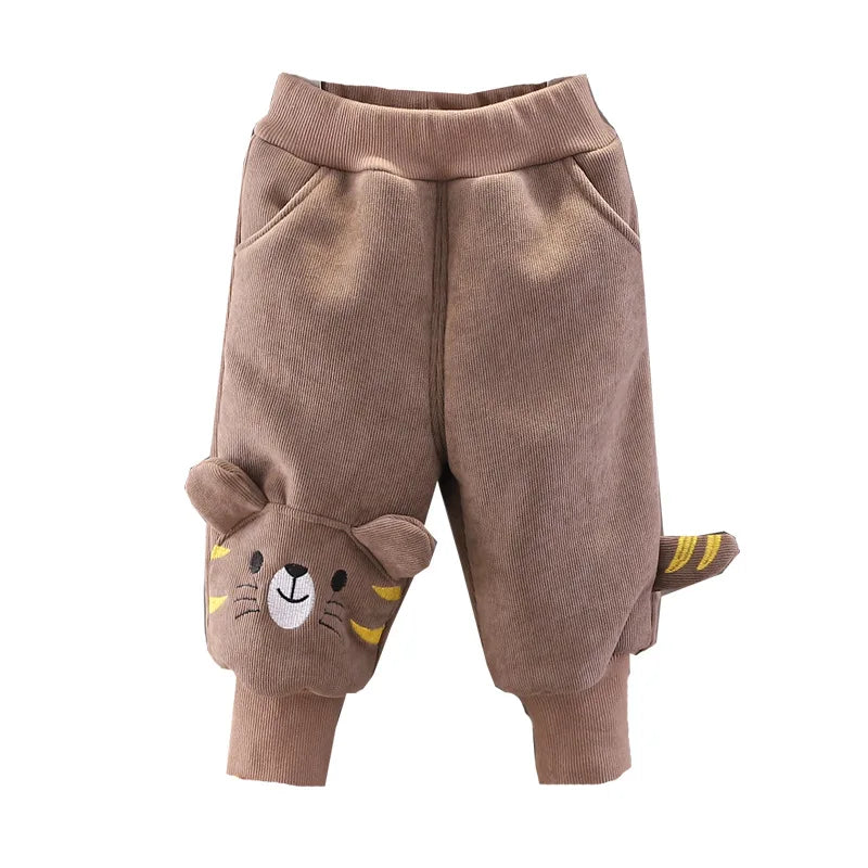 Neue Kinderhose aus Baumwolle mit Tierstickerei