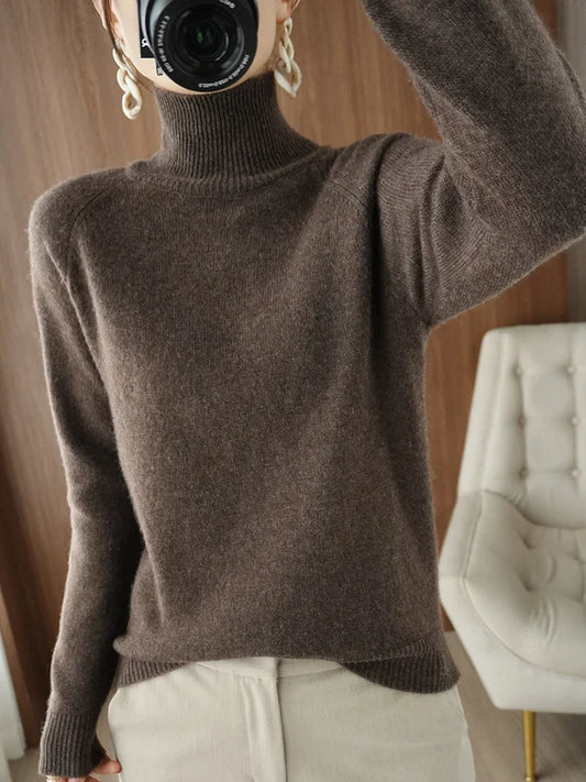 Wool Mock Neck Cashmere Sweater Pullover