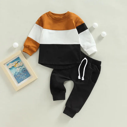 Toddler Boys Contrast Color Top & Pants Set
