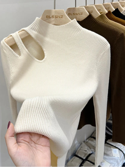 Women's Turtleneck Ribbed Sweater - Soft & Warm