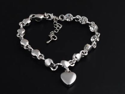 Bracelet coeur en cristal bleu pour femme