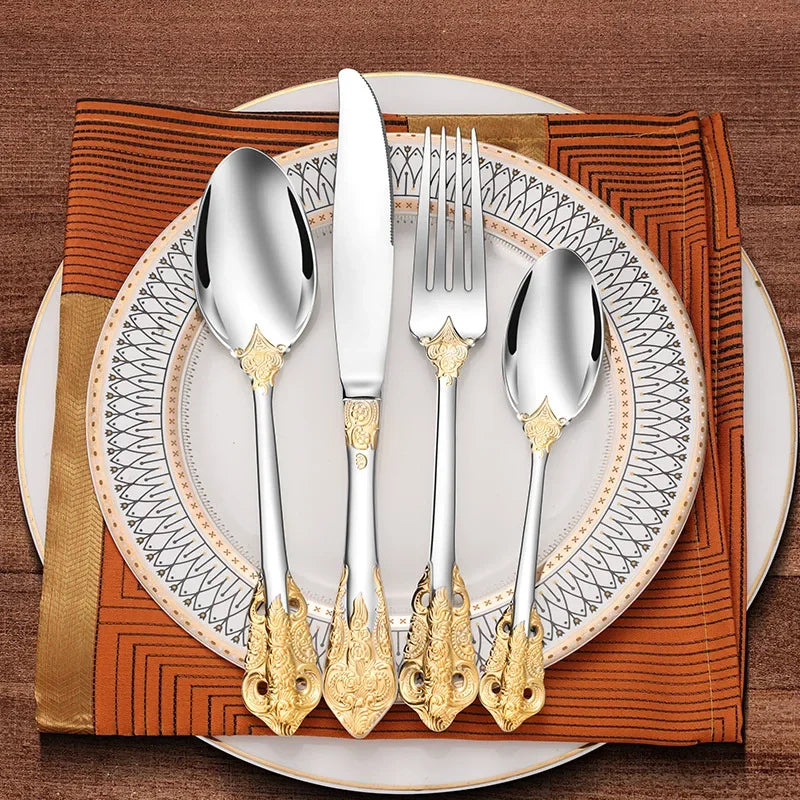 Vintage Gold-Plated Stainless Cutlery Set