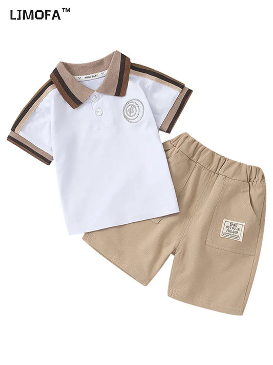 Ensemble de t-shirt polo en coton pour tout-petits garçons d'été