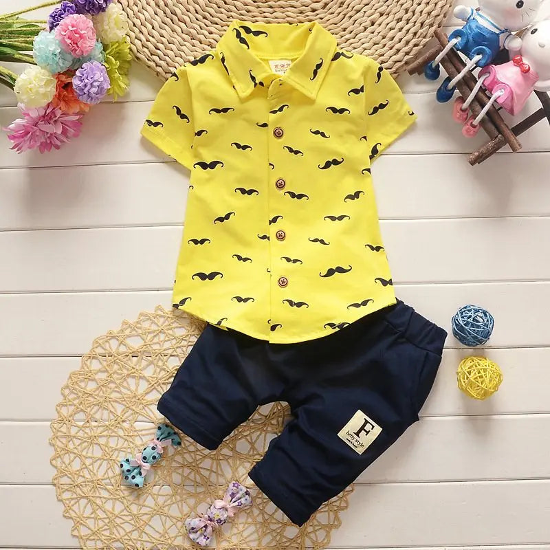 Children's Summer Printed Shirt & Shorts Cute Suit