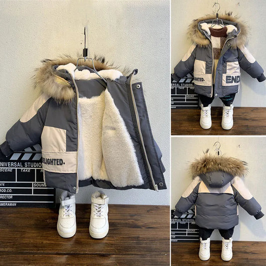 Manteau à capuche en fourrure pour bébé - Parka chaude et élégante pour enfants