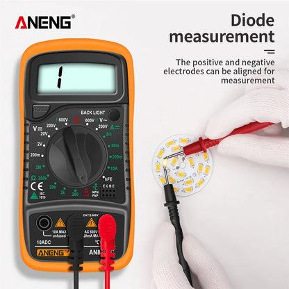 Multimètre numérique AN8205C - Ampèremètre AC/DC Volt Ohm Testeur