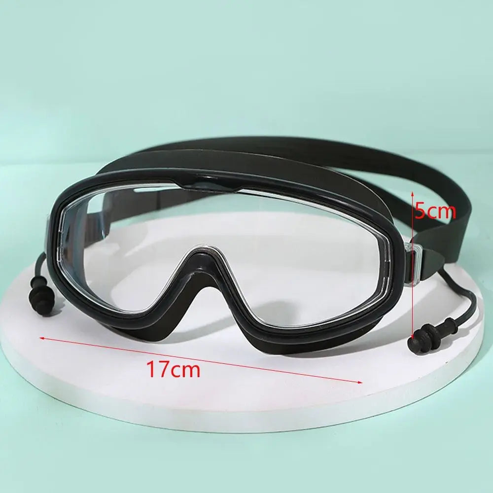 Lunettes de natation antibuée à vue large avec bouchons d'oreilles