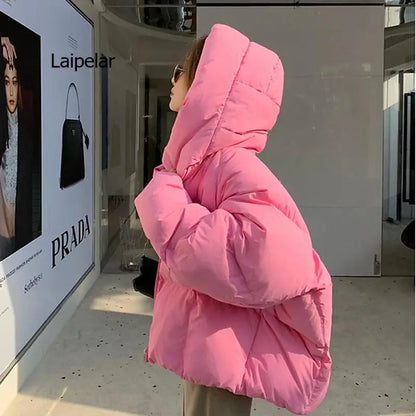 Korean Fluffy Hooded Bread Down Jacket