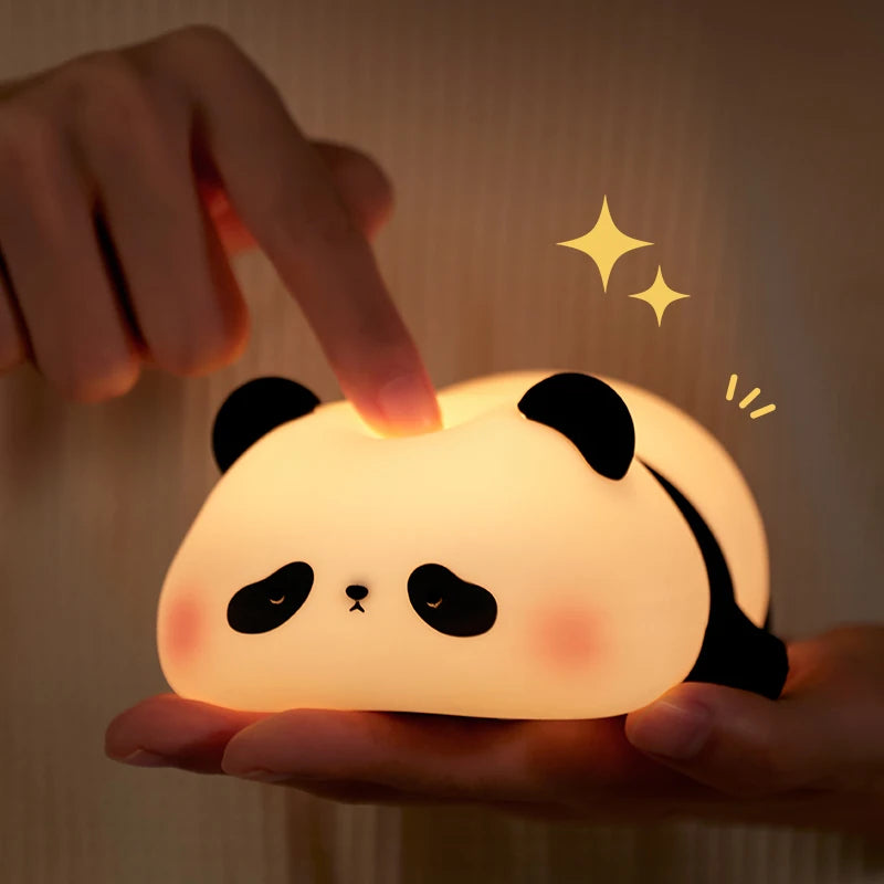 Veilleuse LED Panda rechargeable par USB - Contrôle tactile - Jolie lampe en silicone 